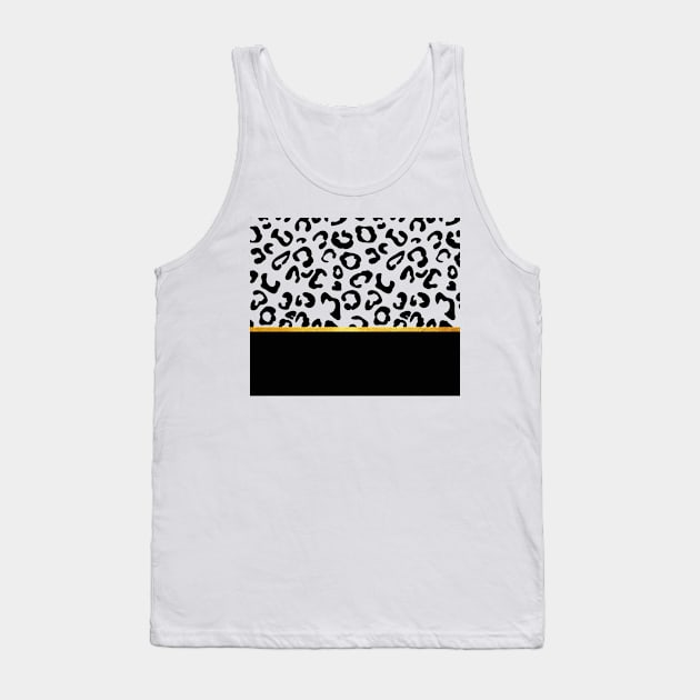 Black and white leopard print, golden lining Tank Top by ColorsHappiness